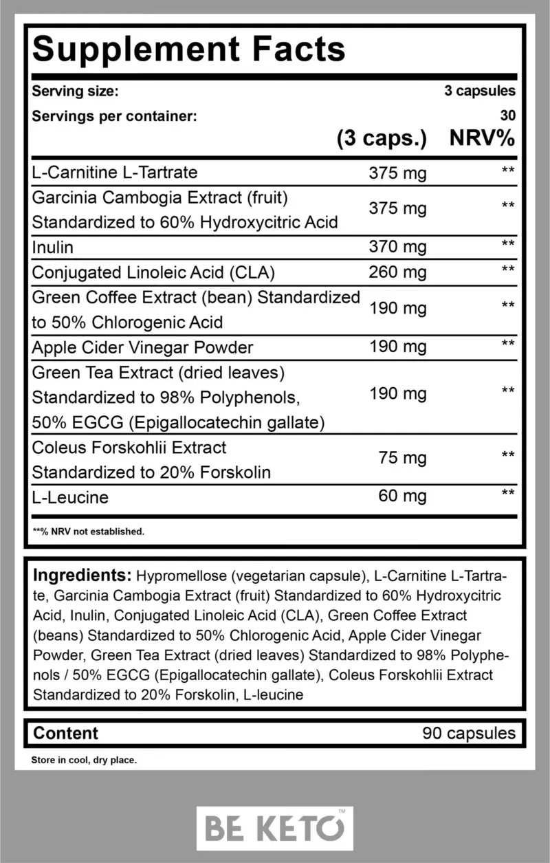 BeKeto Burn – Appetite Control & Fat Metabolism Support (90 Capsules) - Image 4